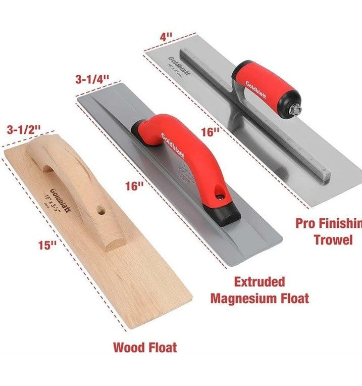 Goldblatt 8 Pieces Masonry Hand Concrete And Cement Tools Set With 16'' Tool Bag
