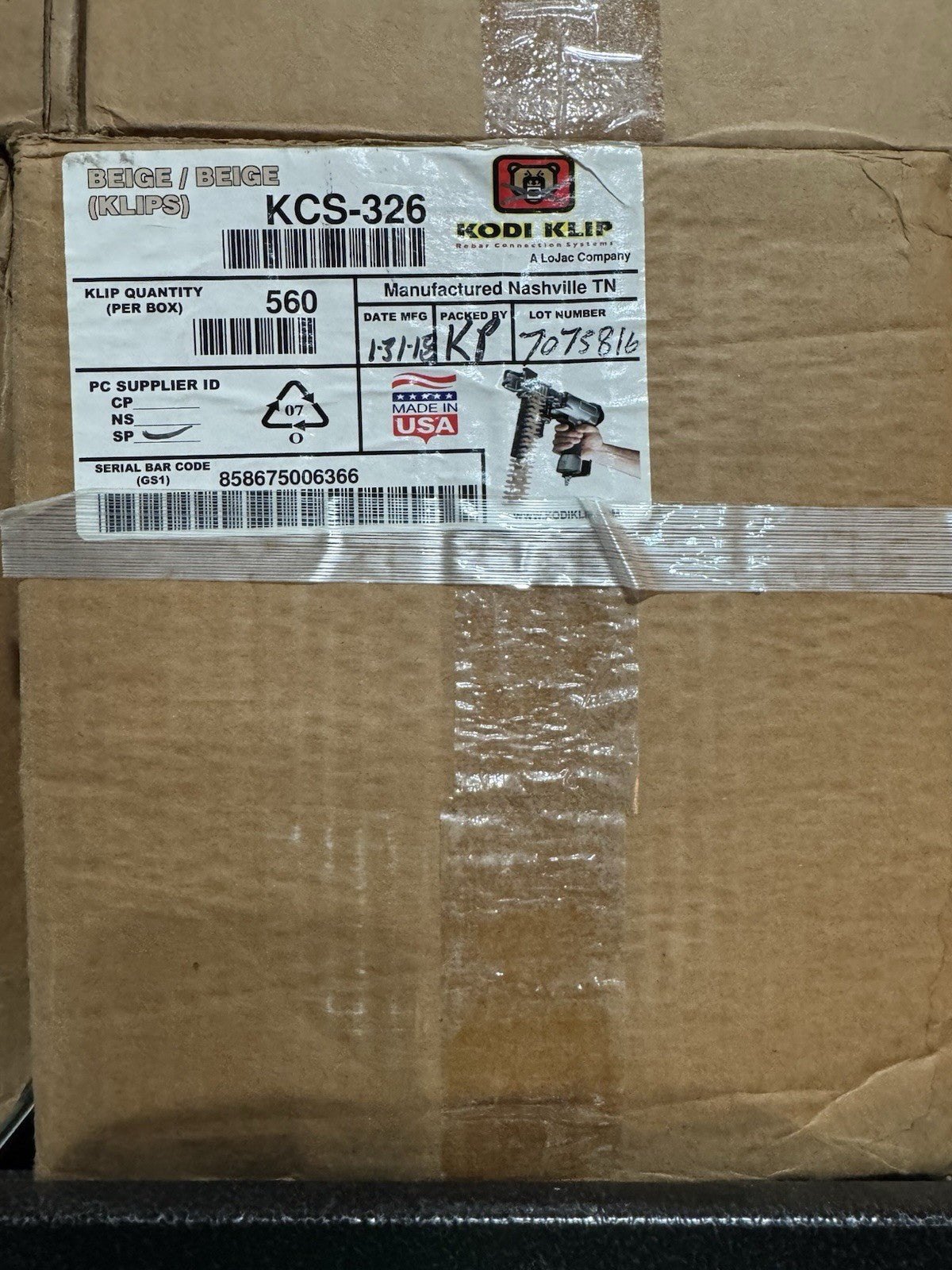 New In Box KCS326 Kodi Klips Rebar Connectors #3 to #6 Rebar 560 Clips per box