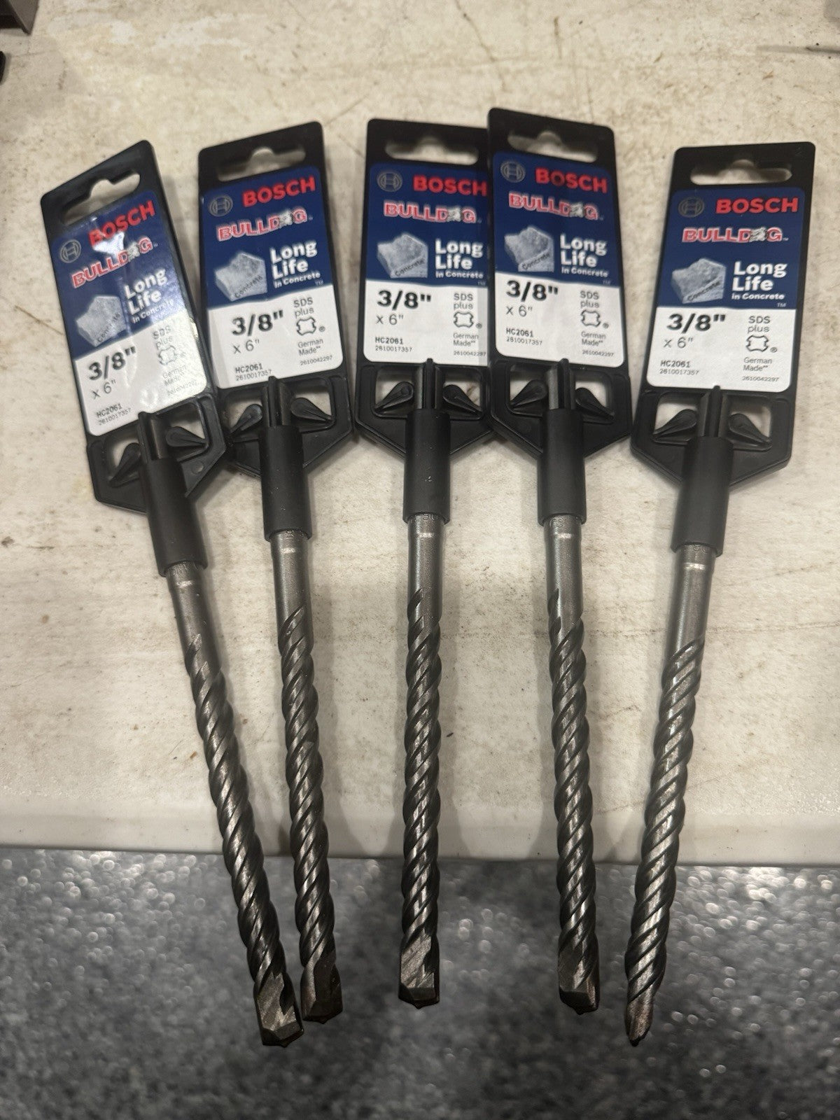 5pk Bosch Bulldog SDS Plus Masonry Concrete Rotary Hammer Bit  HC2061 3/8" x 6"